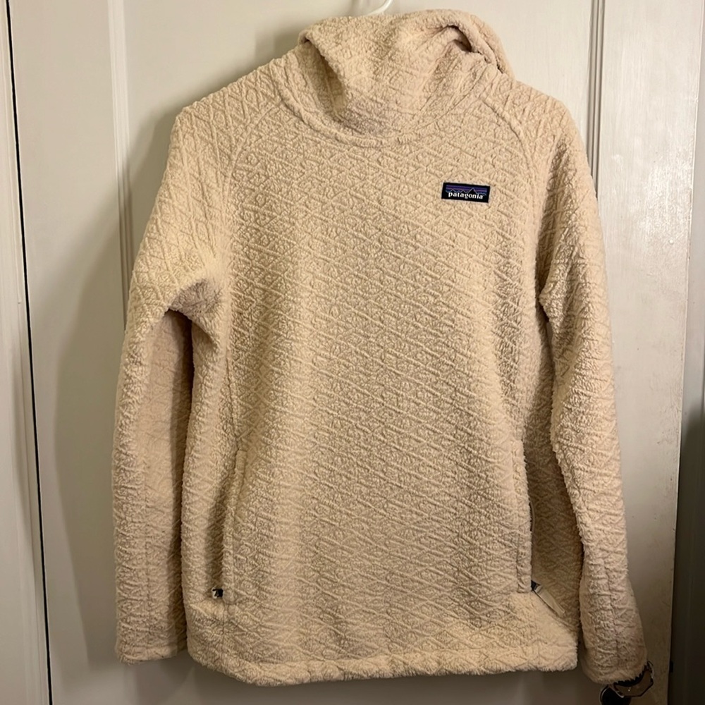 Patagonia Diamond Capra Hoody Medium Oyster White Pullover Marsupial Kangaroo M